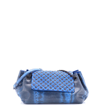 Bottega Veneta Accordion Flap Chain Shoulder Bag Karung with Cravatteria Intrecciato Nappa Small