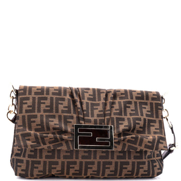 Fendi Mia Flap Crossbody Bag Zucca Canvas Medium