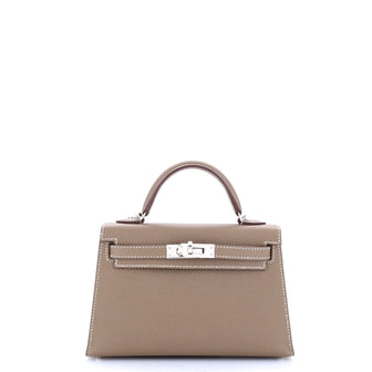 Hermes Kelly Mini II Bag Grey Epsom with Palladium Hardware 20