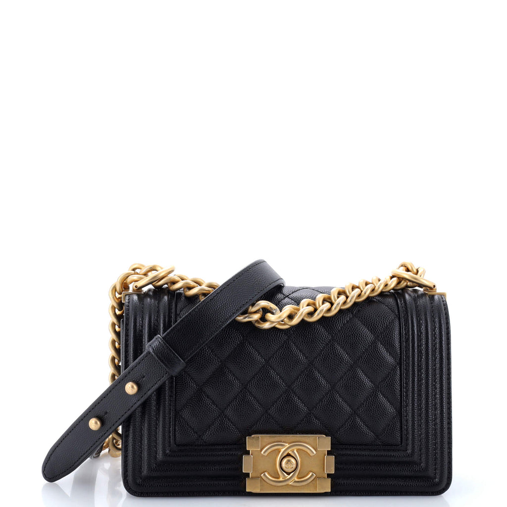 Boy Wallet on Chain Quilted Caviar / black