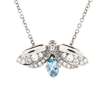 Tiffany & Co. Paper Flowers Firefly Pendant Necklace Platinum with Diamonds and Aquamarine Small
