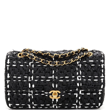 Chanel CC Chain Flap Bag Tweed Effect Braided Raffia Medium