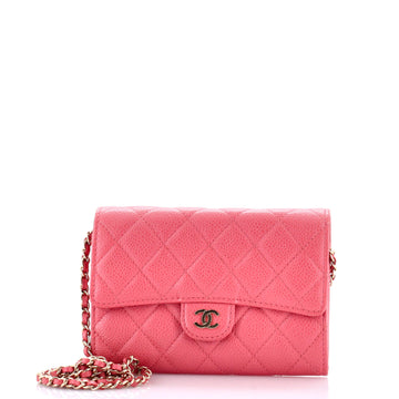 Chanel Classic Flap Wallet Crossbody Bag Quilted Caviar Mini