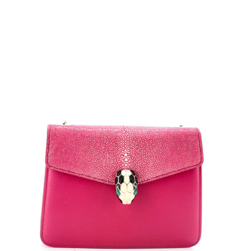 Bvlgari Serpenti Forever Square Shoulder Bag Leather and Stingray Small