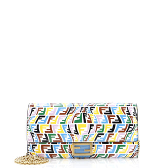 Fendi x Sarah Coleman Baguette Continental Wallet on Chain Fish-Eye FF Embossed Leather
