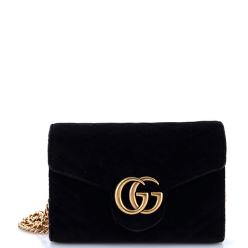 Gucci GG Marmont Chain Wallet Matelasse Velvet Mini