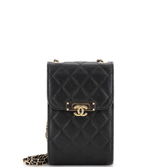 Chanel Golden Class Phone Holder Crossbody Bag Quilted Caviar