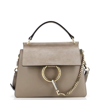 Chloe Faye Top Handle Bag Leather and Suede Small