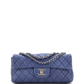Chanel Classic Single Flap Bag Quilted Caviar East West