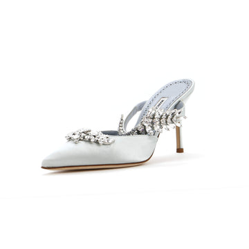 Manolo Blahnik Women's Lurum Heeled Mules Satin 90