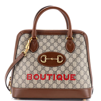 Gucci Horsebit 1955 Top Handle Bag Printed GG Coated Canvas and Leather Medium