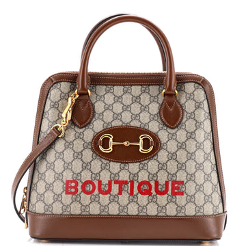 Gucci Horsebit 1955 Top Handle Bag Printed GG Coated Canvas and Leather Medium