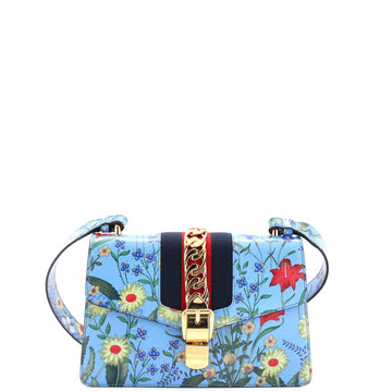 Gucci Sylvie Shoulder Bag Flora Leather Small