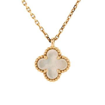 Van Cleef & Arpels Sweet Alhambra Pendant Necklace 18K Yellow Gold and Mother of Pearl