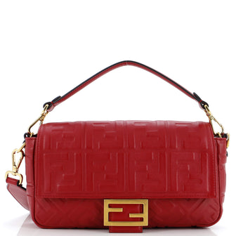 Fendi Baguette NM Bag Zucca Embossed Leather Medium