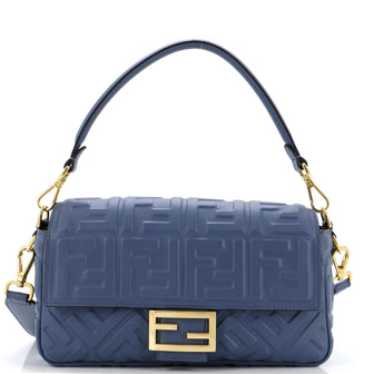 Fendi Baguette NM Bag Zucca Embossed Leather Medium