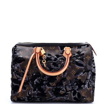 Louis Vuitton Speedy Handbag Fleur De Jais Monogram Canvas 30