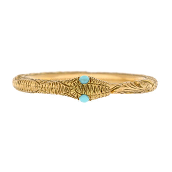 Gucci Ouroboros Kingsnake Band Ring 18K Yellow Gold with Turquoise