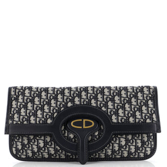 Christian Dior Fold Over Clutch Oblique Canvas