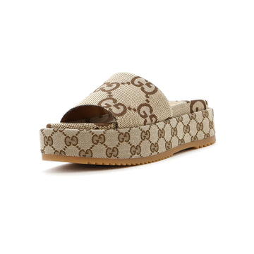 Gucci Women's Angelina Platform Slide Sandals GG Canvas