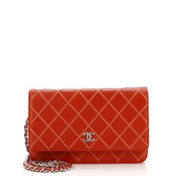 Chanel Diamond Stitch Wallet on Chain Quilted Lambskin