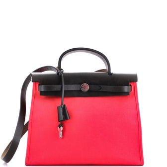 Hermes Herbag Zip Leather and Toile 31