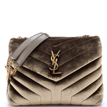 Saint Laurent Loulou Shoulder Bag Matelasse Chevron Velvet Small