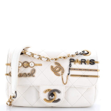 Chanel Coco Clips Flap Bag Embellished Quilted Lambskin Mini
