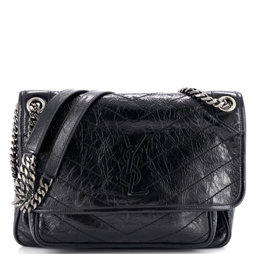 Saint Laurent Niki Chain Flap Bag Matelasse Chevron Leather Medium