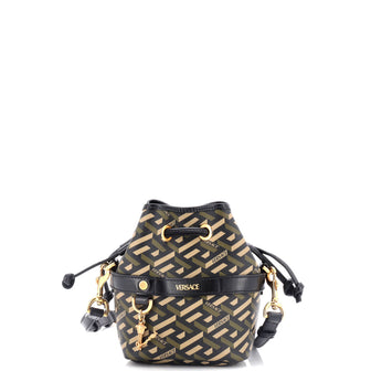 Versace La Greca Bucket Bag Printed Coated Canvas Mini