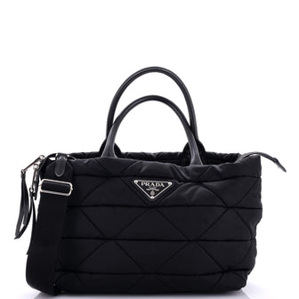 Prada Padded Tote Bag Quilted Re-Nylon with Leather Small
