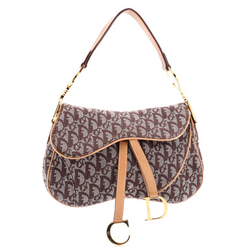 Christian Dior Vintage Double Saddle Bag Diorissimo Canvas
