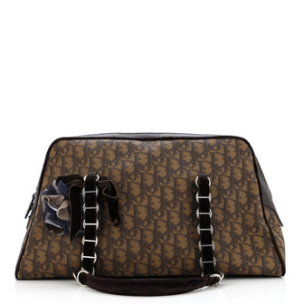 Christian Dior Vintage Trotter Romantique Zip Shoulder Bag Diorissimo Coated Canvas Large