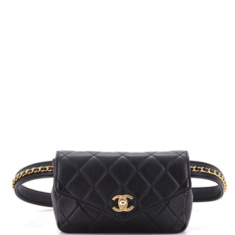 Chanel Chain Envelope Belt Bag Quilted Calfskin