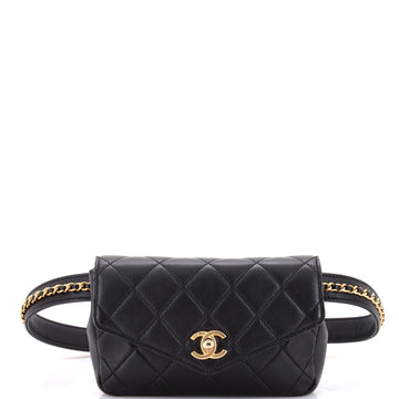 Chanel Chain Envelope Belt Bag Quilted Calfskin