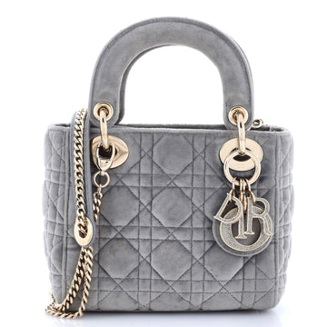 Christian Dior Lady Dior Chain Bag Cannage Quilt Velvet with Crystal Charms Mini