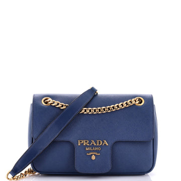 Prada Pattina Flap Shoulder Bag Saffiano Leather Small