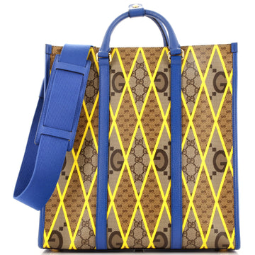 Gucci Convertible Open Tote Rhombus GG Coated Canvas with Leather Medium