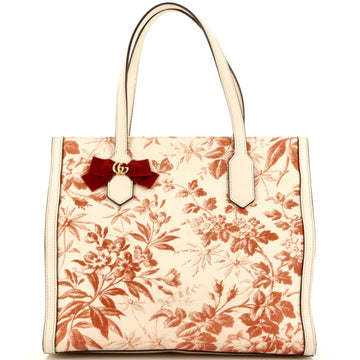 Gucci GG Ribbon Tote Coated Printed Canvas Medium