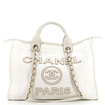 Chanel Deauville NM Tote Square Stitched Canvas Medium