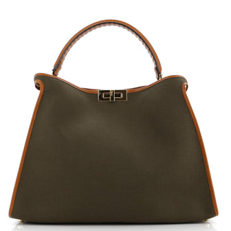 Fendi Peekaboo X-Lite Bag Canvas with Leather Large