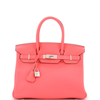 Hermes Birkin Handbag Pink Clemence with Palladium Hardware 30