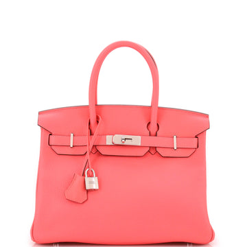 Hermes Birkin Handbag Pink Clemence with Palladium Hardware 30