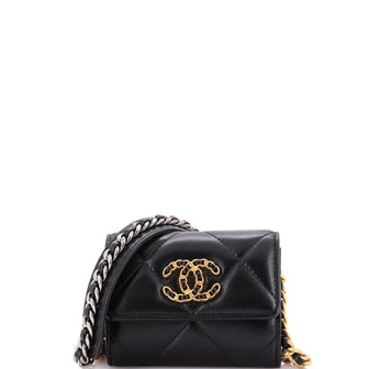 Chanel 19 Card Holder on Chain Quilted Leather