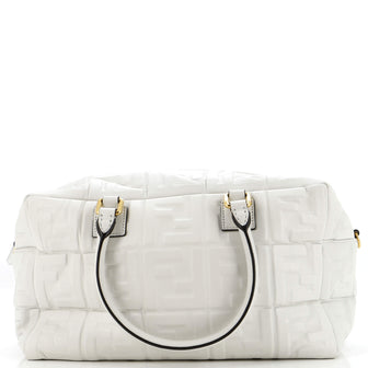 Fendi Boston Bag Zucca Embossed Leather Medium