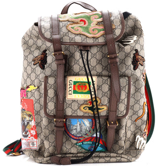Gucci Courrier Soft Backpack GG Coated Canvas with Applique Large