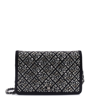 Chanel Full Flap Wallet on Chain Studded Jersey