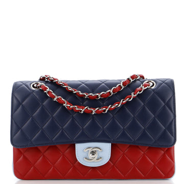 Chanel Tricolor Classic Double Flap Bag Quilted Lambskin Medium