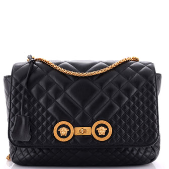 Versace Medusa Padlock Icon Flap Bag Quilted Leather Large