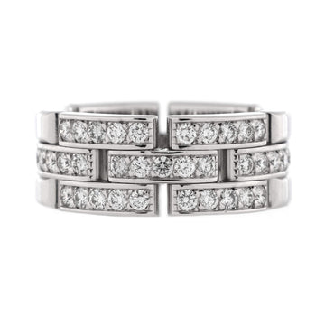 Cartier Maillon Panthere 3 Row Band Ring 18K White Gold with Half Diamonds
